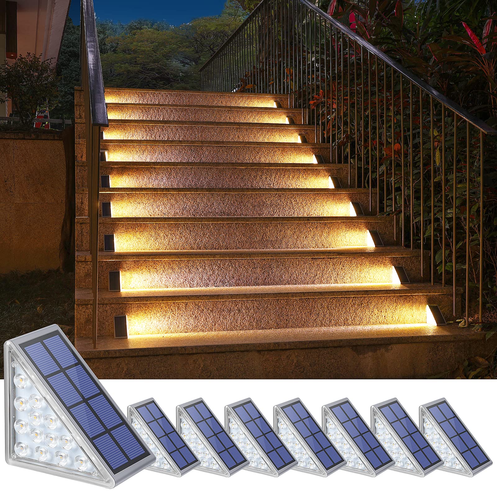 NIORSUN outdoor step lights with triangle design illuminate stairs safely at night