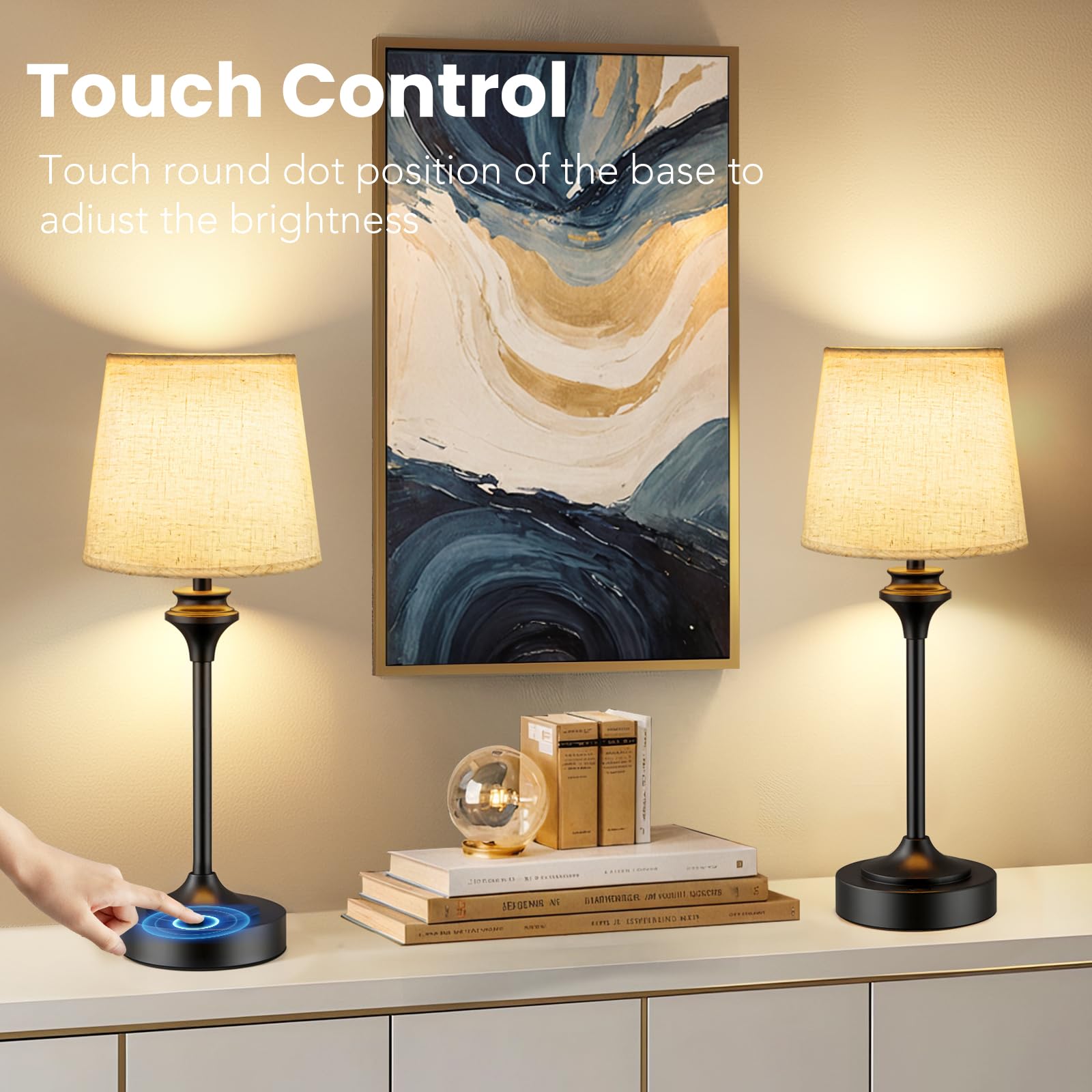 NIORSUN 3-way dimmable touch lamp for easy brightness control.