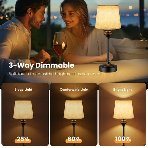 NIORSUN lamp on a bedside table offering wireless convenience for power outages.