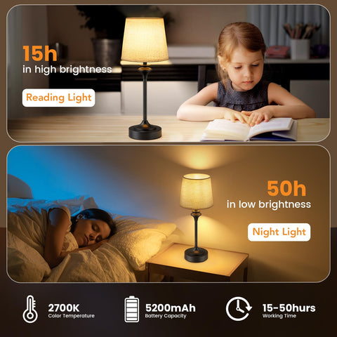 NIORSUN lamp charging via USB-C with visible indicator light.