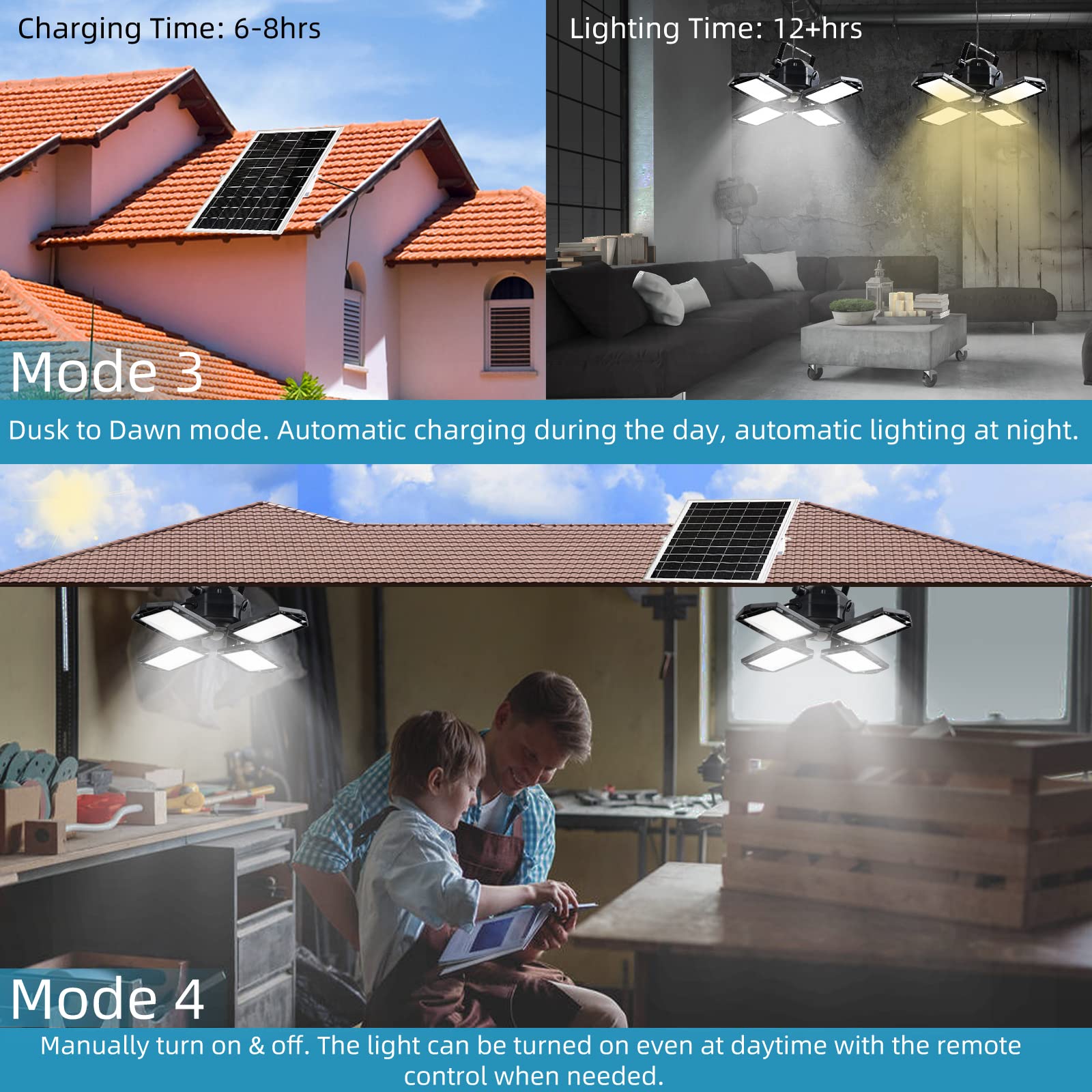 NIORSUN remote-control operation for quick on/off and mode changes.