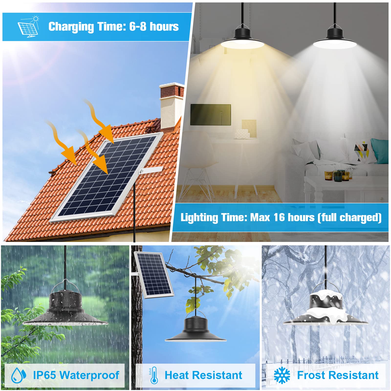 NIORSUN IP65 weatherproof solar pendant lights ready for outdoor use