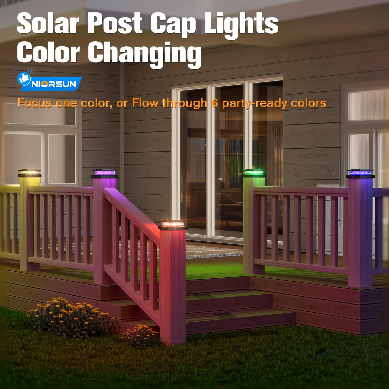 NIORSUN IP44 waterproof solar post cap lights withstand rain and snow.
