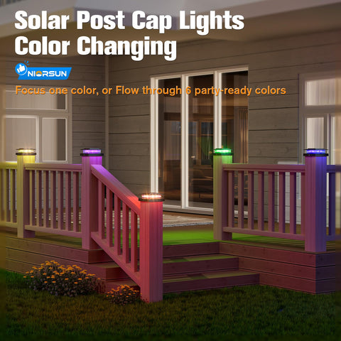 NIORSUN IP44 waterproof solar post cap lights withstand rain and snow.