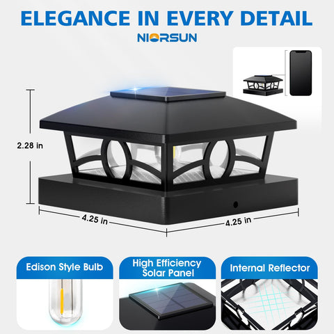 NIORSUN solar post lights IP64 weatherproof design withstands rain and sun.