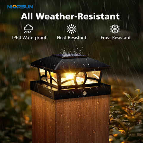 NIORSUN solar post lights emit warm Edison glow for inviting outdoor spaces.