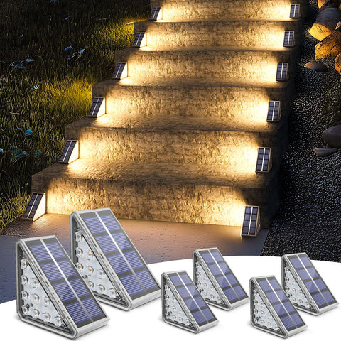 NIORSUN solar stair light on stairs provides a warm, safe walkway glow