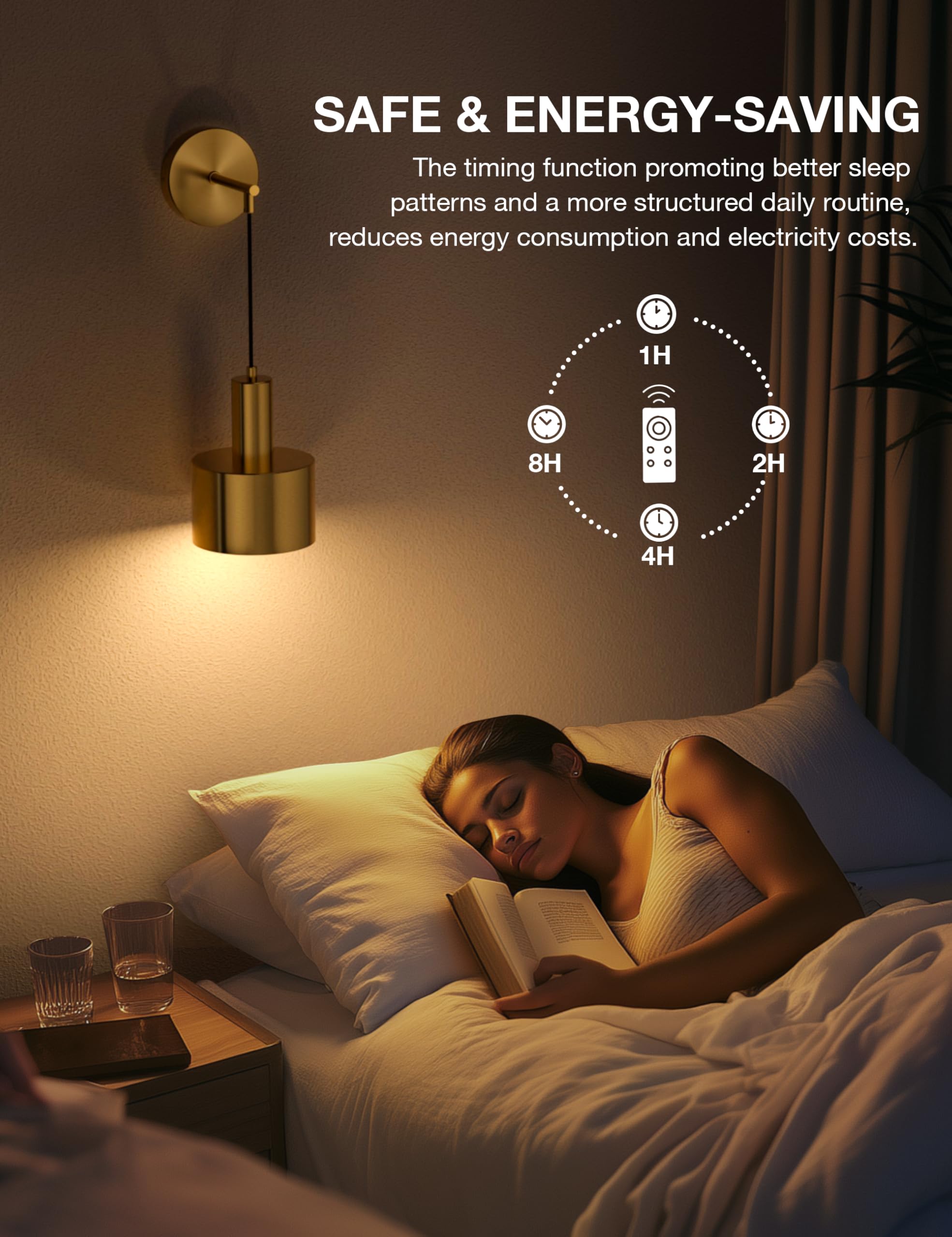 NIORSUN wall sconce timer memory ensures preferred settings on startup.