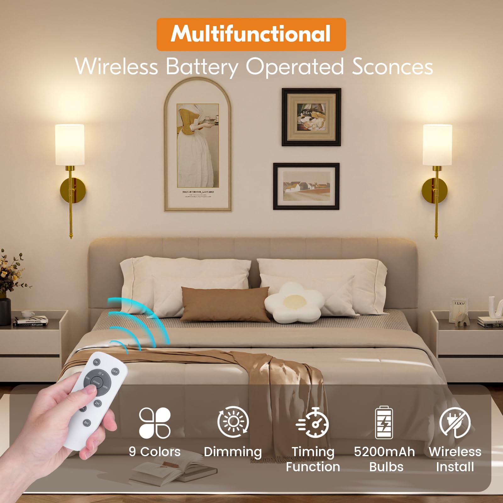 NIORSUN two-sconce pack setup shows flexible placement options.