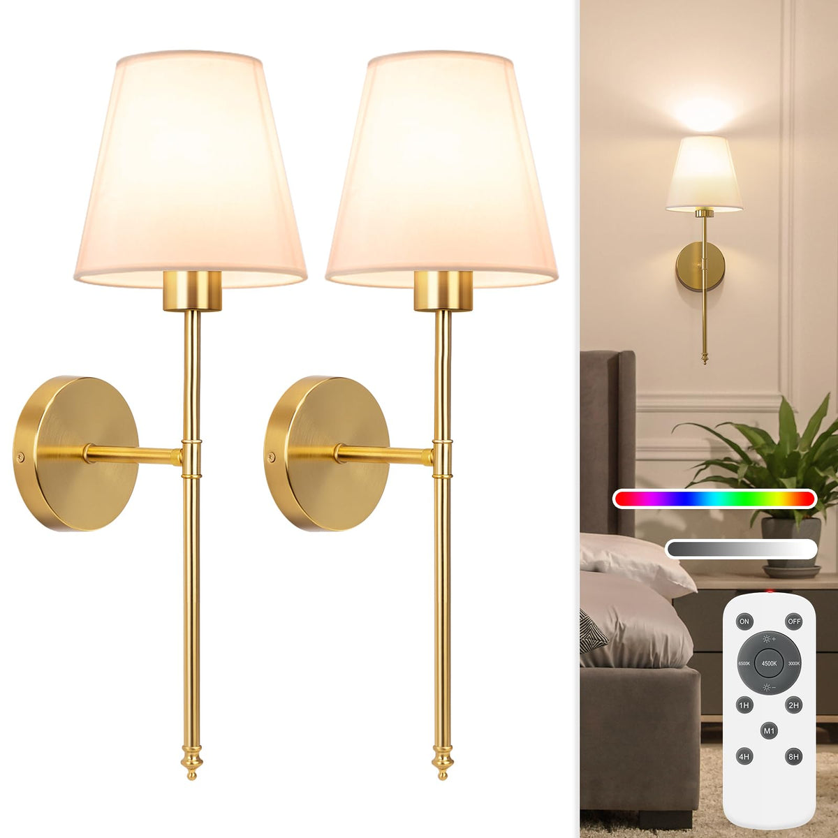 NIORSUN wall sconce installation showing quick mounting with no wiring for versatile spaces