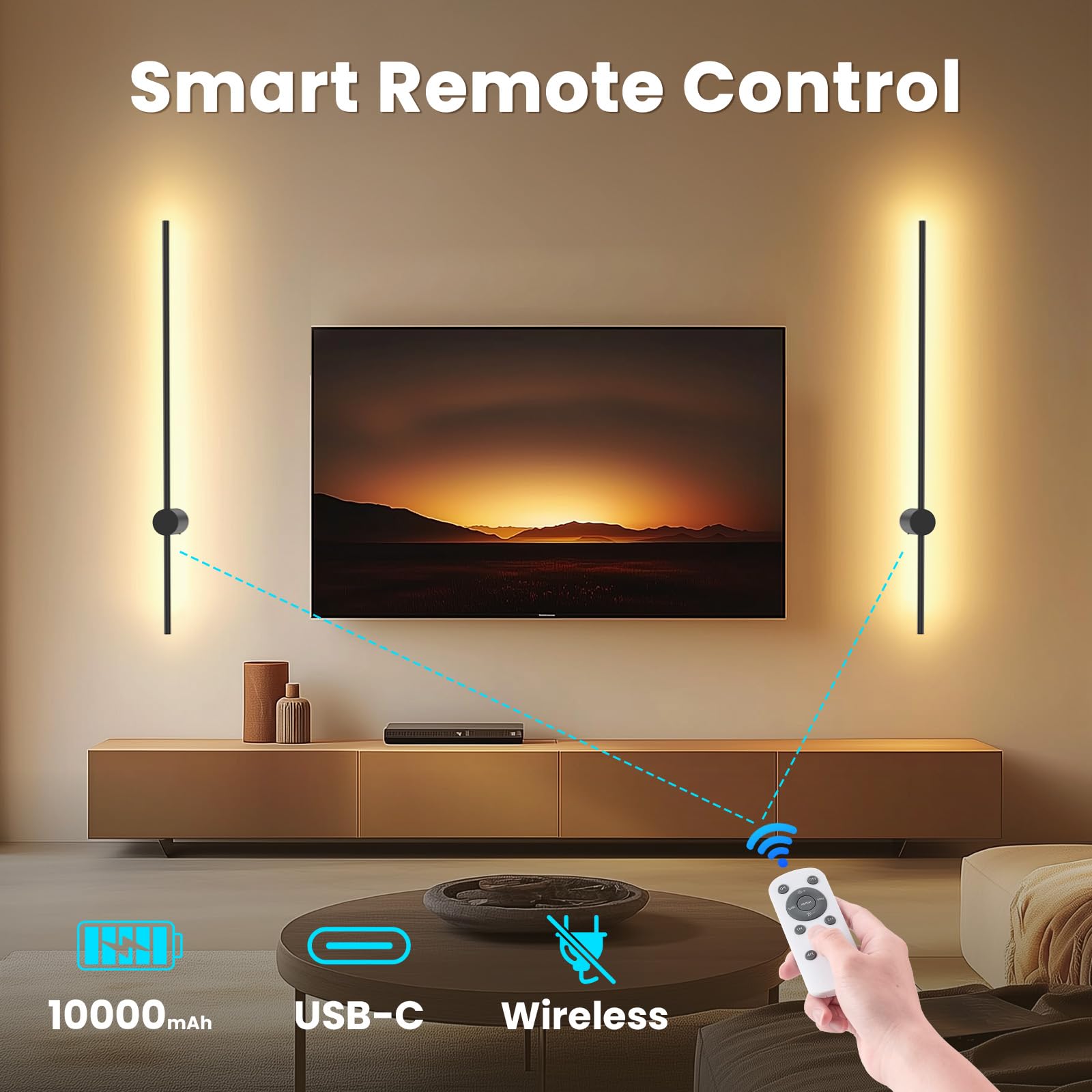 NIORSUN wireless battery-operated sconce with remote for convenient control