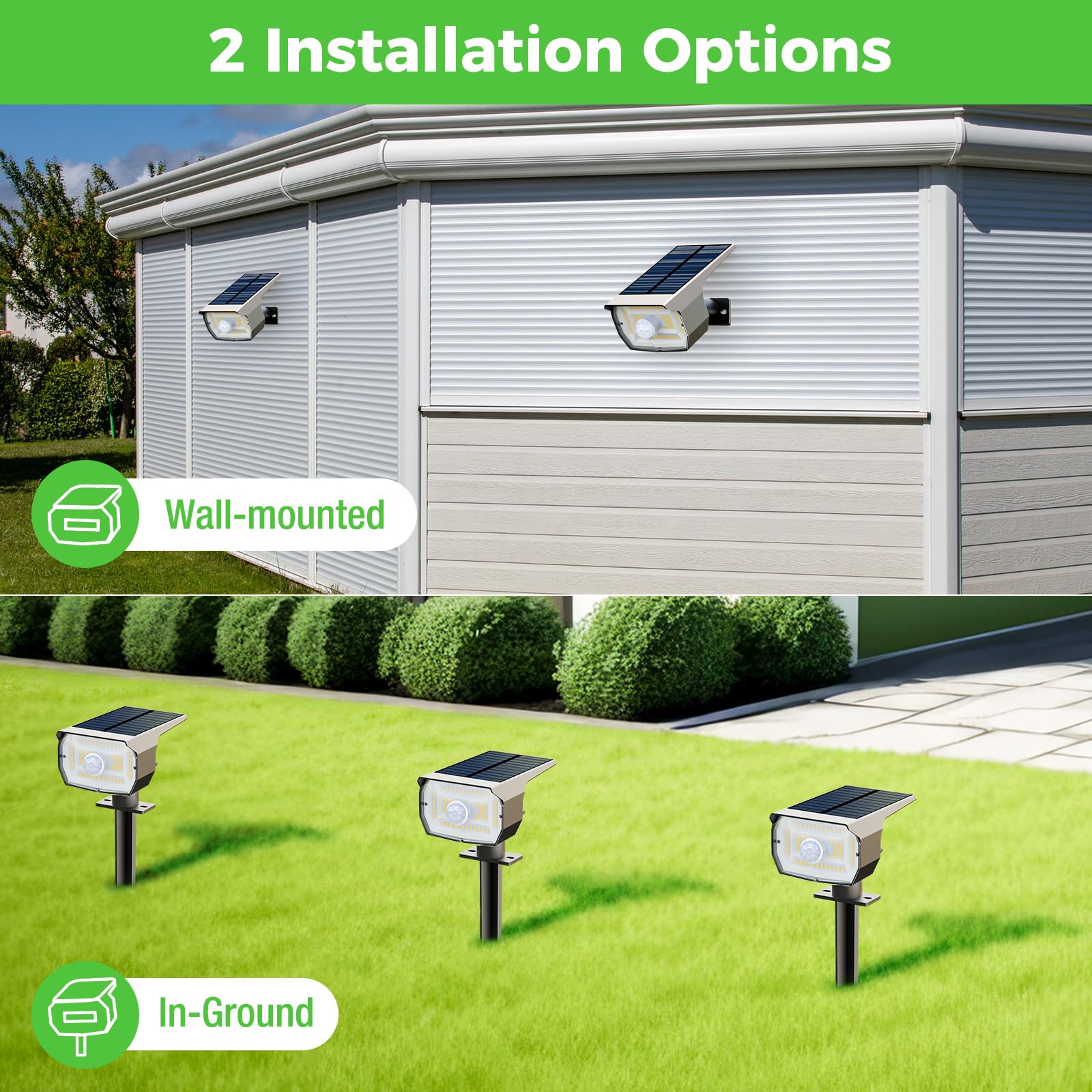 Nipify 2-in-1 design supports ground insertion or wall mounting.
