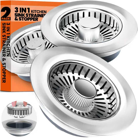 Nipoko 3-in-1 drain set installed in a standard sink ready to seal