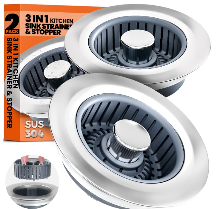 Nipoko sink drain strainer 2-pack fits standard 3-1/2 inch openings for easy clog prevention.