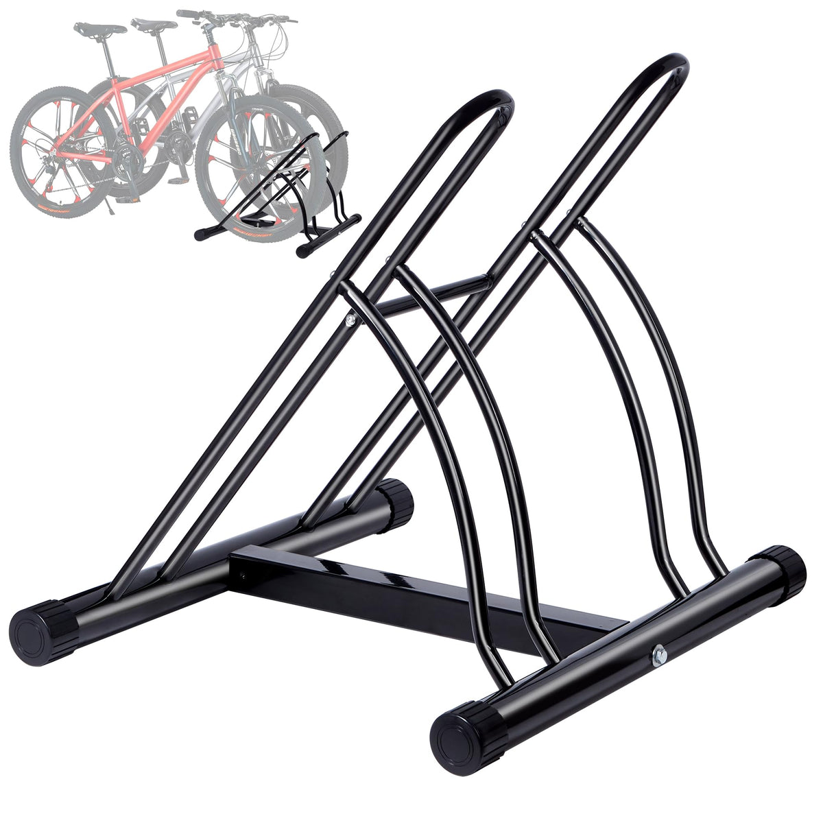 NiQinWuKin bike rack dual stand front view shows sturdy steel construction for two bikes