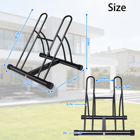 NiQinWuKin bike rack dual stand side view highlights compact footprint and stability