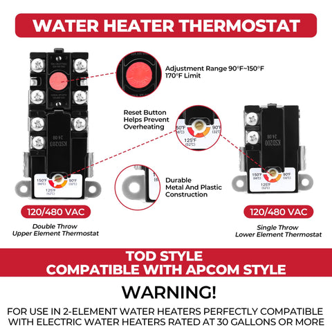 NISHCON EWH-01 lower thermostat supports reliable hot water performance.