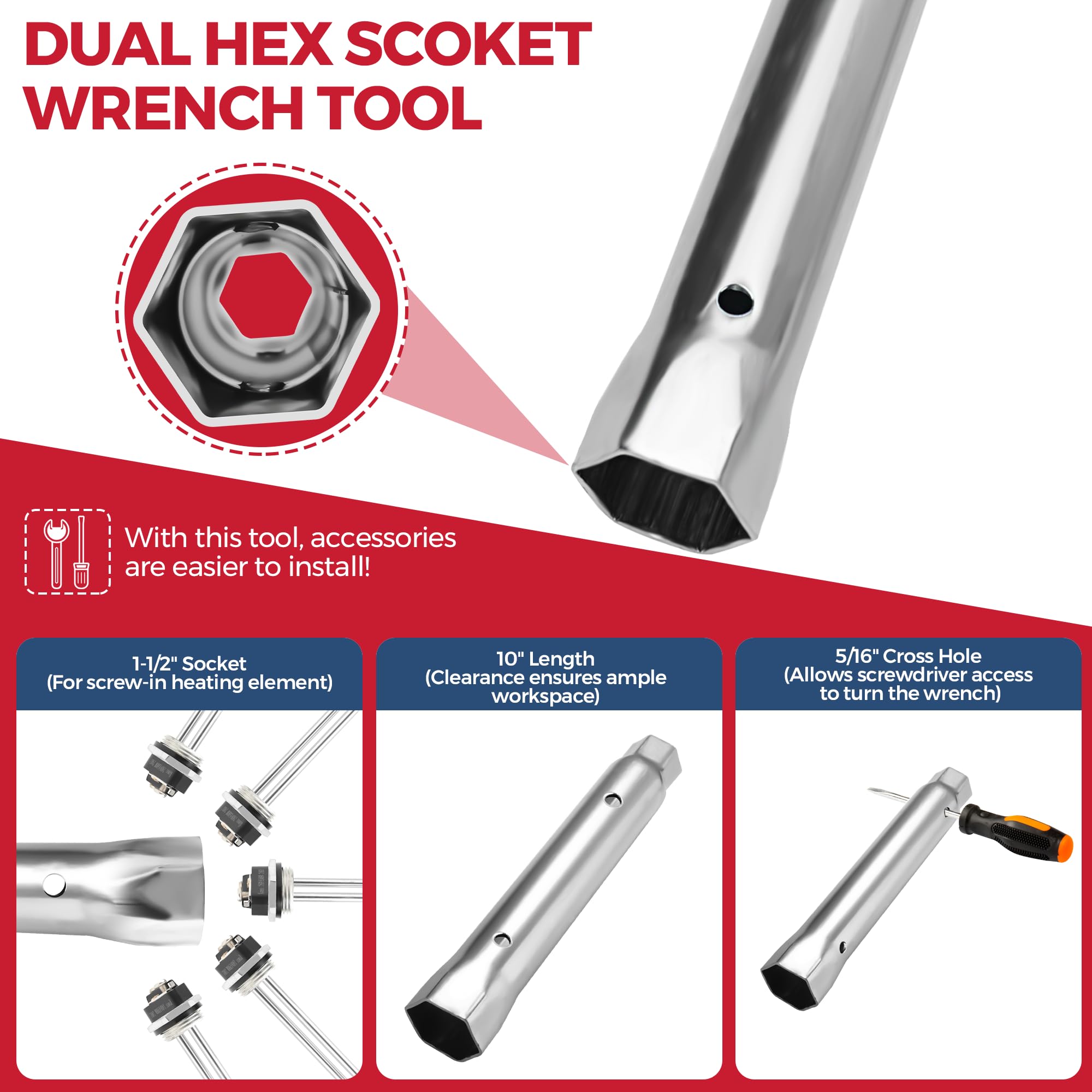 NISHCON EWH-03 dual hex socket wrench included for installation.