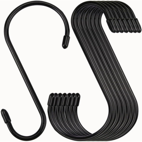 Nisoger 24-pack 6-inch vinyl-coated S-hook showing rust-resistant finish and organized closet potential.