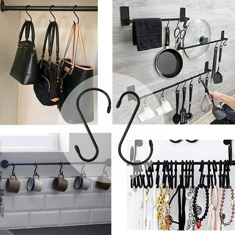 Nisoger S-hook hanging jeans, towels, and jewelry with gentle, secure support.