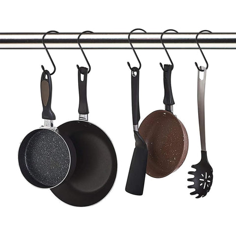 Nisoger S-hook used in pantry and garage for efficient organization.