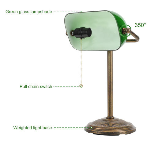 NISSAFORS green shade rotates up to 350 degrees for flexible illumination.