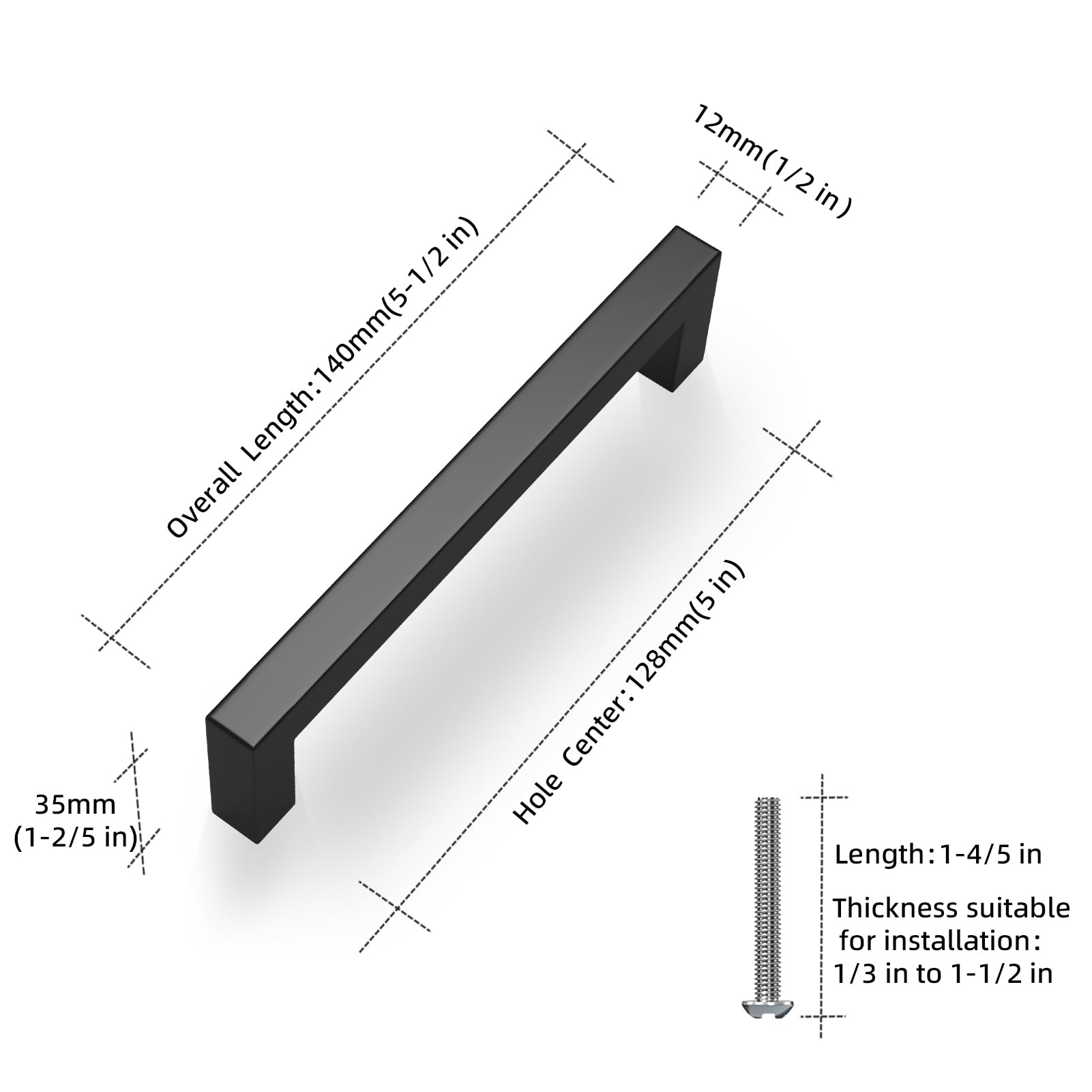 NISUOIEN square drawer handle in matte black adds modern flair