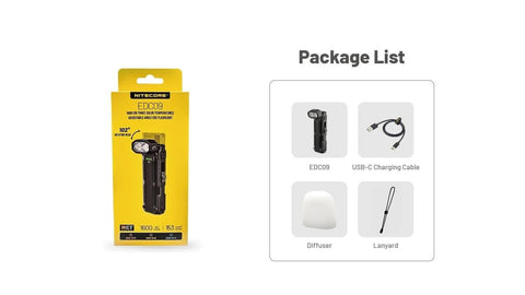 Nitecore EDC09 diffuser included softens light for close-up tasks.