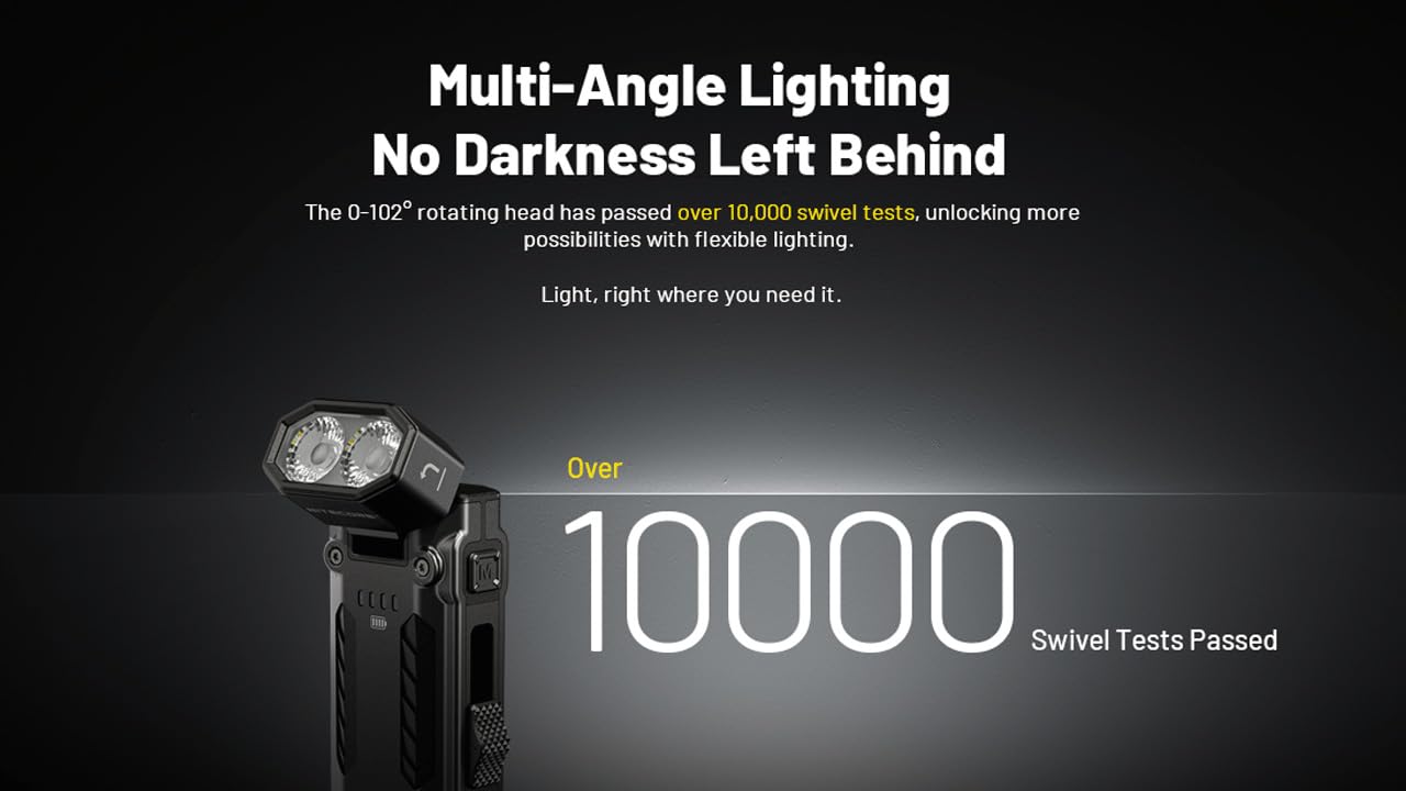 Nitecore EDC09 magnetic tail enables hands-free lighting on metal surfaces.