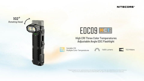 Nitecore EDC09 rotating head directs light precisely in tight spaces.