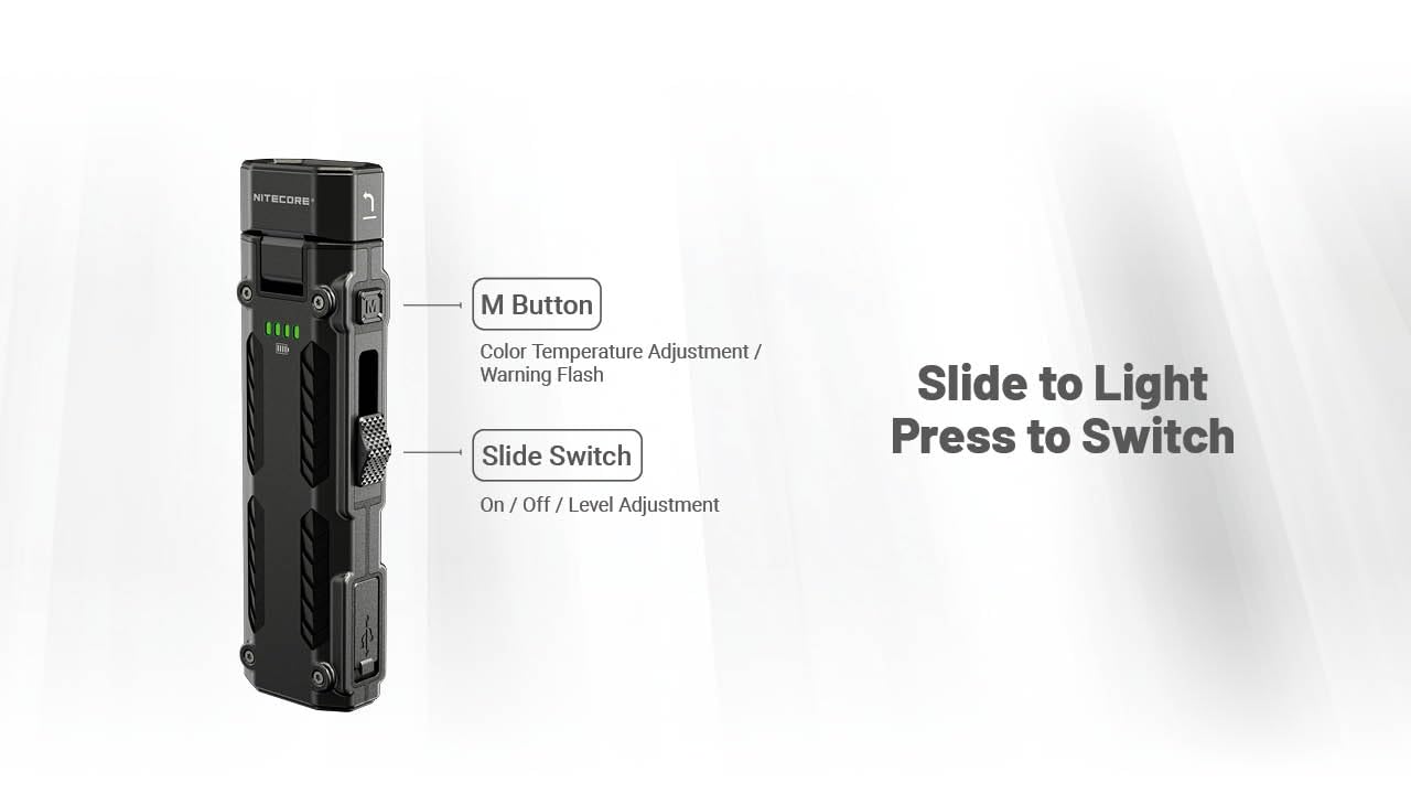 Nitecore EDC09 USB-C rechargeable flashlight with long runtime and indicators.