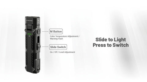 Nitecore EDC09 USB-C rechargeable flashlight with long runtime and indicators.
