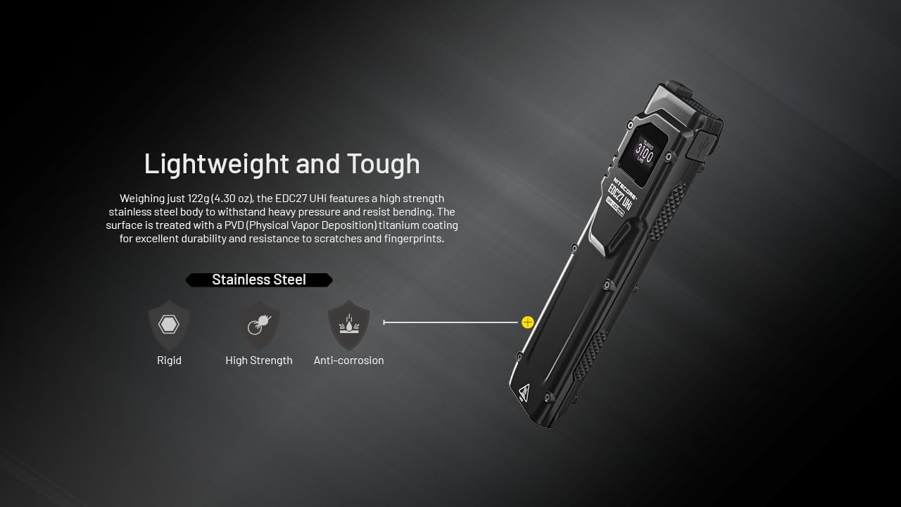 Nitecore EDC27 UHi USB-C charging port ready for quick top-offs