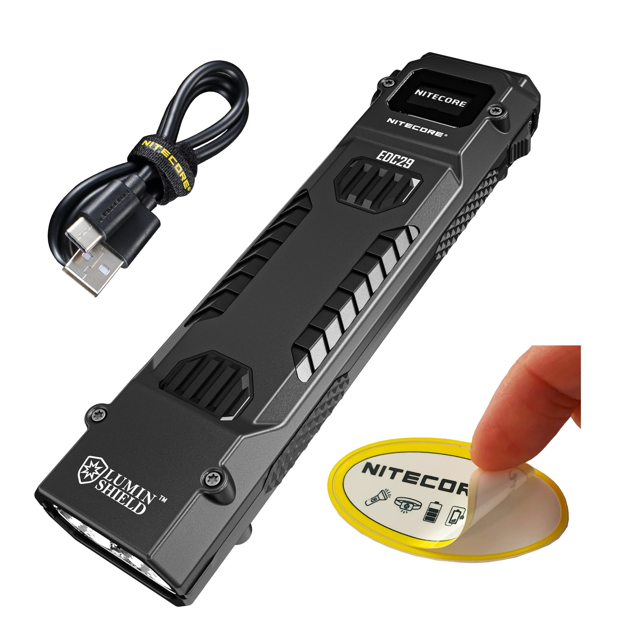 Nitecore EDC29 flat-slim profile for easy pocket carry and quick access.