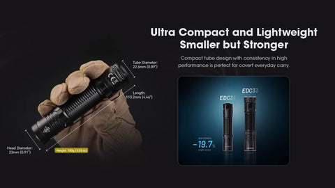 Nitecore EDC31 sliding lock switch to prevent accidental activation