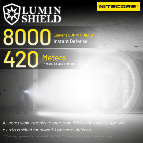 Nitecore EDC37 beam 8000lm demonstrates bright, far-reaching illumination.