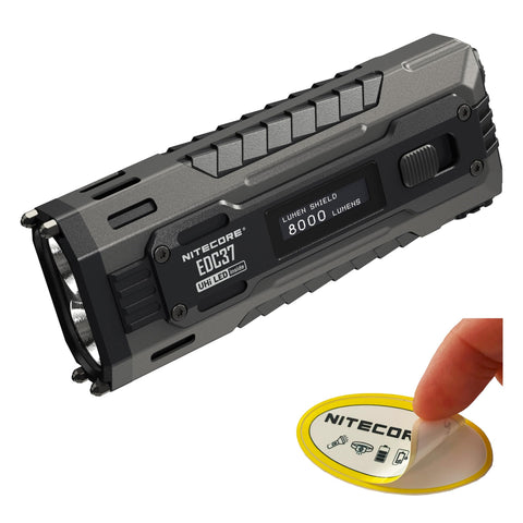 Nitecore EDC37 flat-shape flashlight in pocket for easy daily carry.