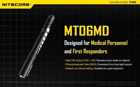 Nitecore MT06MD beam closeup illustrating 180 lumen precision and high CRI colors