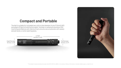 Nitecore MT2A Pro NL1416R battery preinstalled for immediate use.