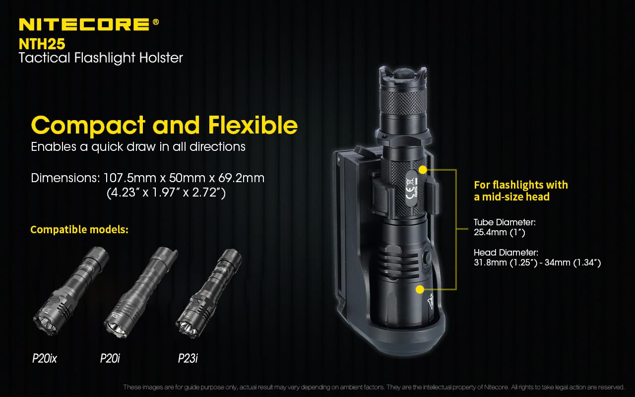 Rugged, tactical-grade holster for Nitecore flashlights