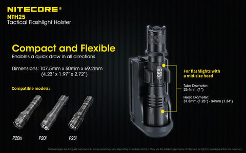 Rugged, tactical-grade holster for Nitecore flashlights