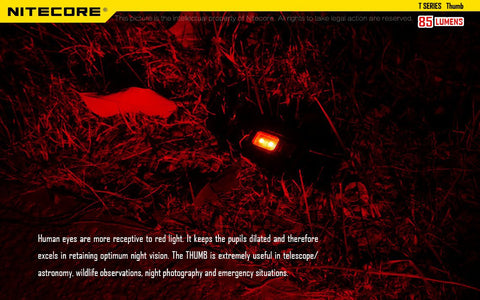 Nitecore Thumb 85 durable pocket-sized light for caps, bags, or pockets.