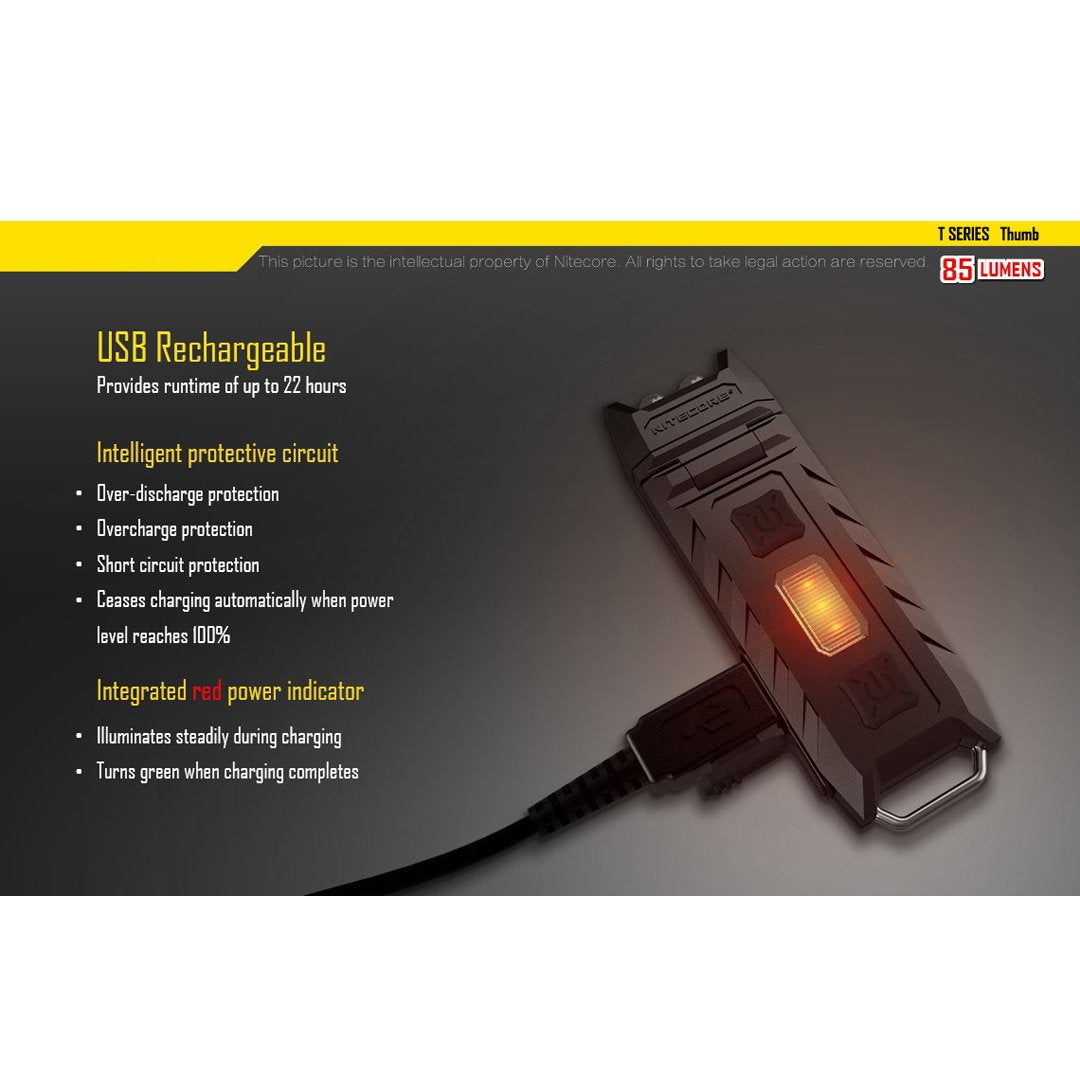 Nitecore Thumb 85 Low runtime supports extended use on a single charge.