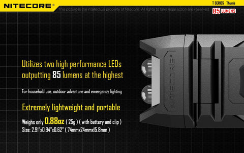 Nitecore Thumb 85 USB charging cable bundle for easy recharges.