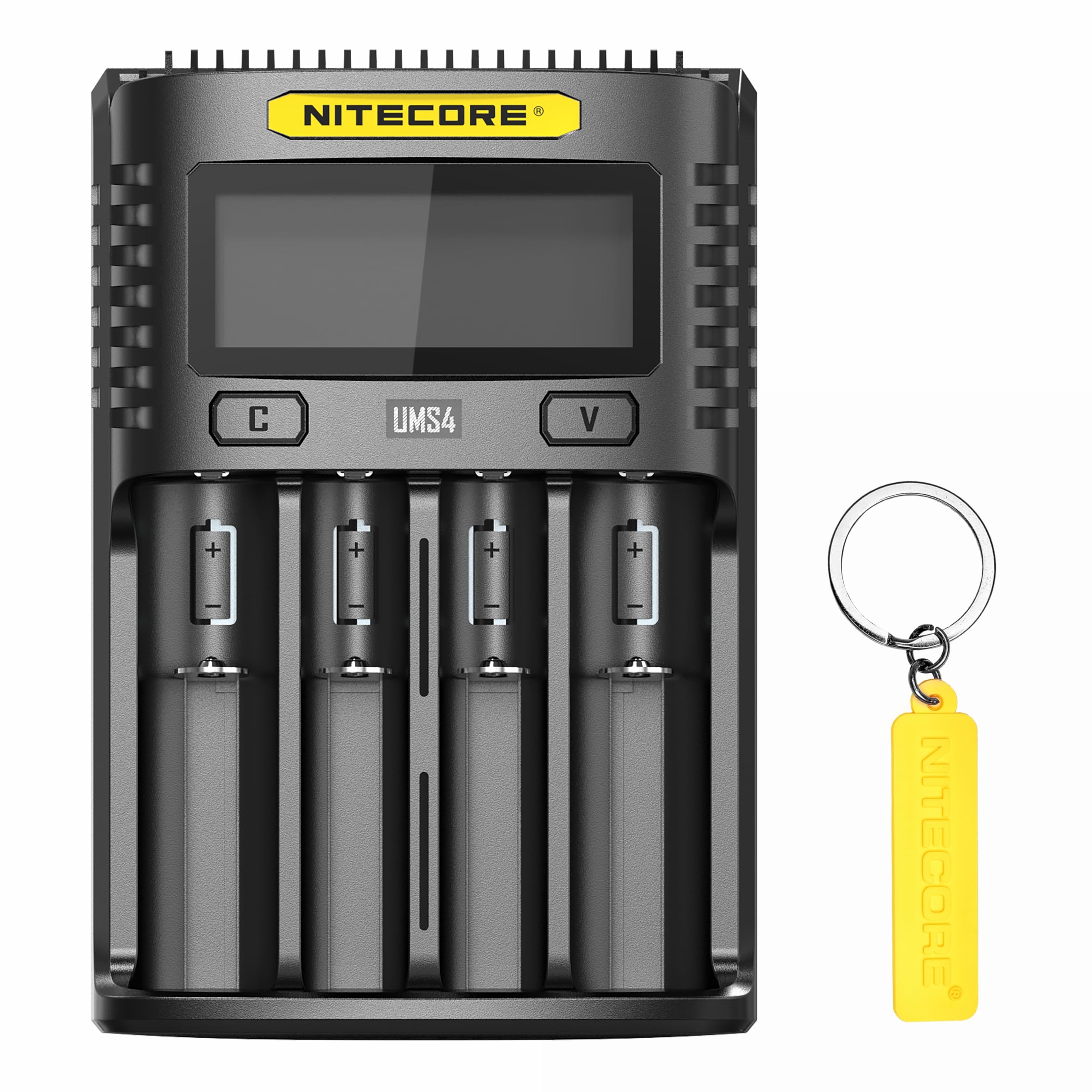 NITECORE UMS4 four-slot charger enabling safe simultaneous charging.