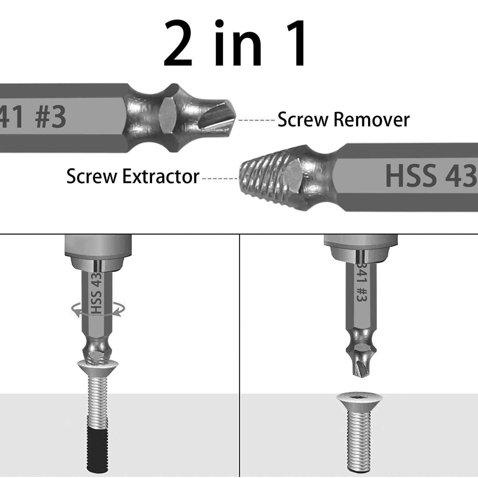 Niudai HSS set features aggressive spiral flutes for gripping damaged fasteners