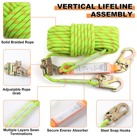 NIUSIDA rope-harness-alloy-steel-grab-hooks enable secure locking during ascent and work.