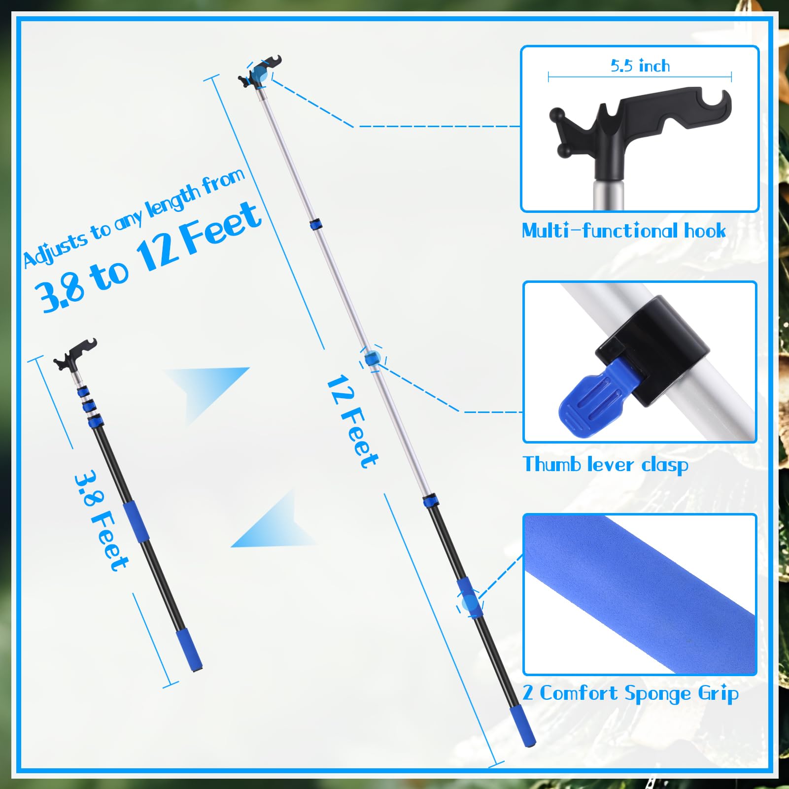 Niuyhe ladderless pole quick-release lever enables effortless length adjustment.