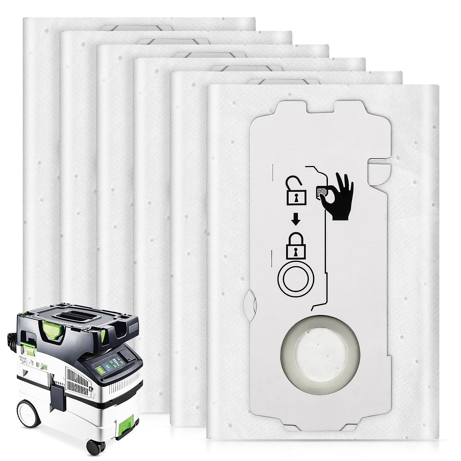 NIXOOT 6-pack 204308 CT Mini filter bag ready for efficient dust collection.