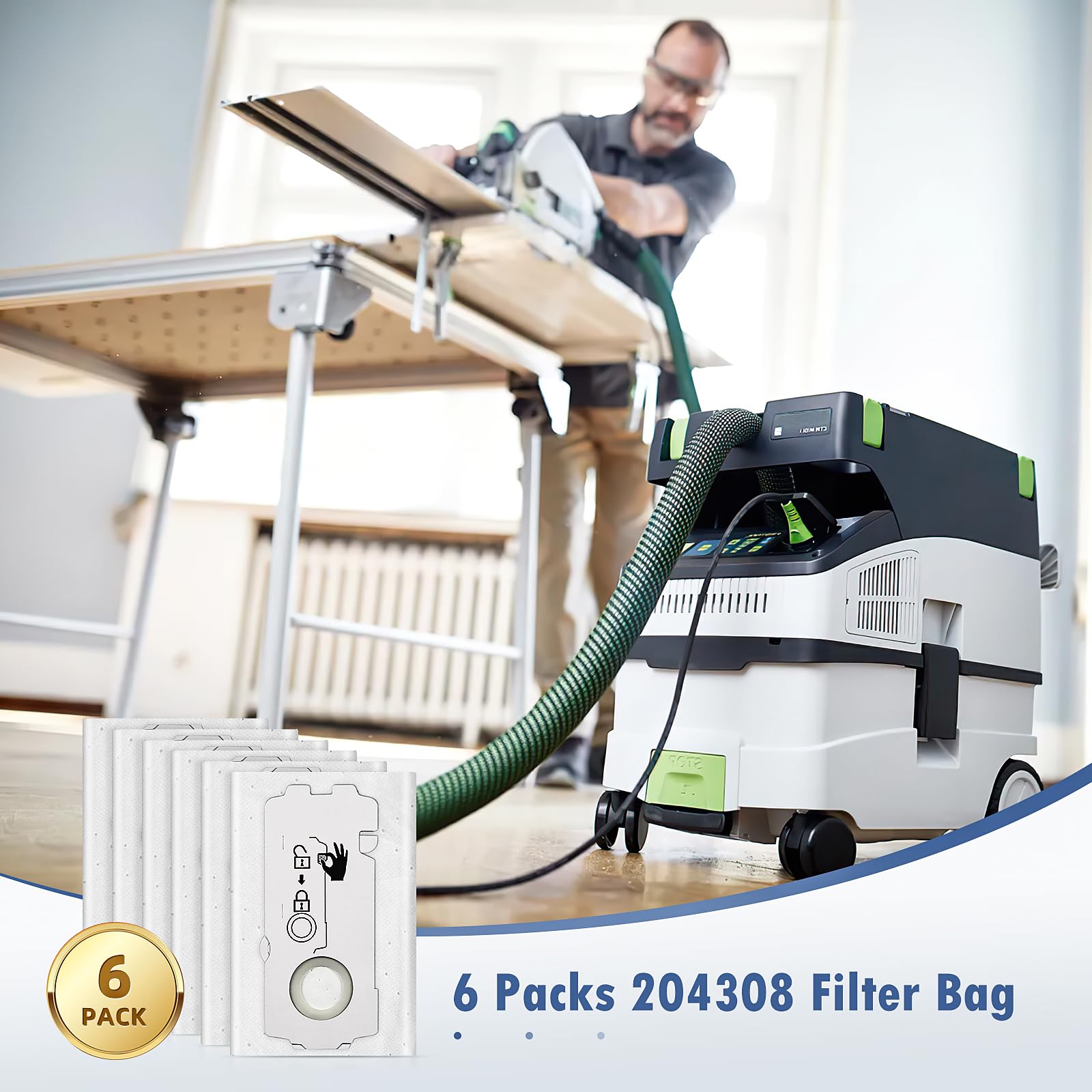 NIXOOT self-sealing ring for 204308 dust bag keeps dust contained.